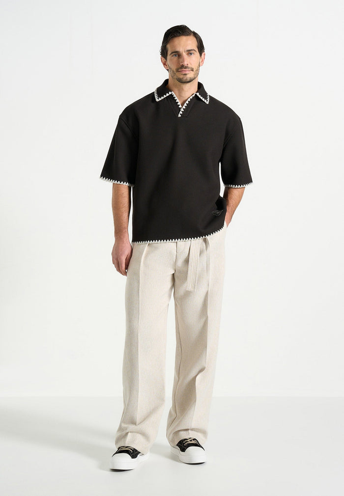 lenny-boxy-polo-shirt-with-whipstitch-detail-black