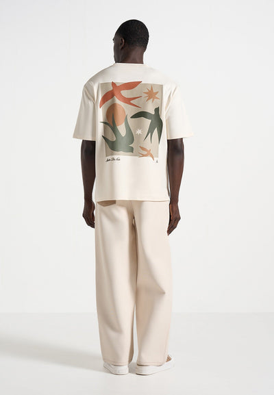 Thibault - Bird Detail Cotton T-Shirt - Cream