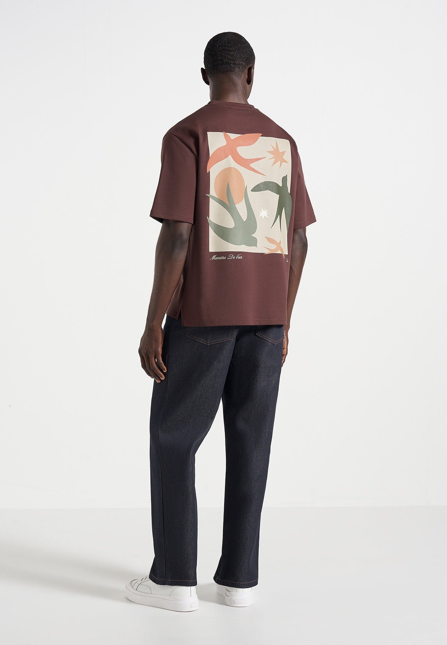 Thibault - Bird Detail Cotton T-Shirt - Brown