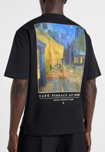 Anders - Cafe Terrace At Night Cotton T-Shirt - Black