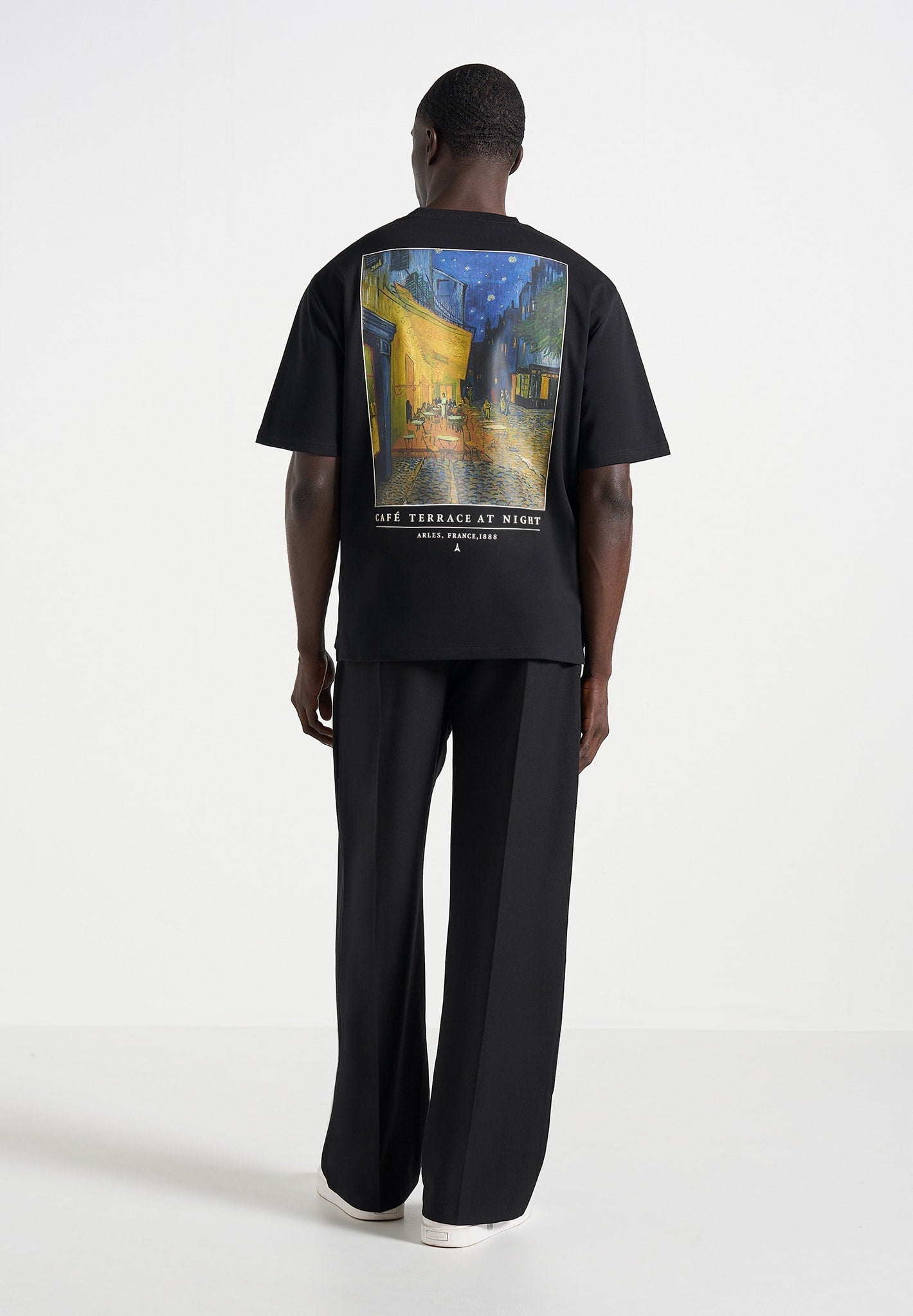 Anders - Cafe Terrace At Night Cotton T-Shirt - Black