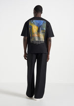 Anders - Cafe Terrace At Night Cotton T-Shirt - Black