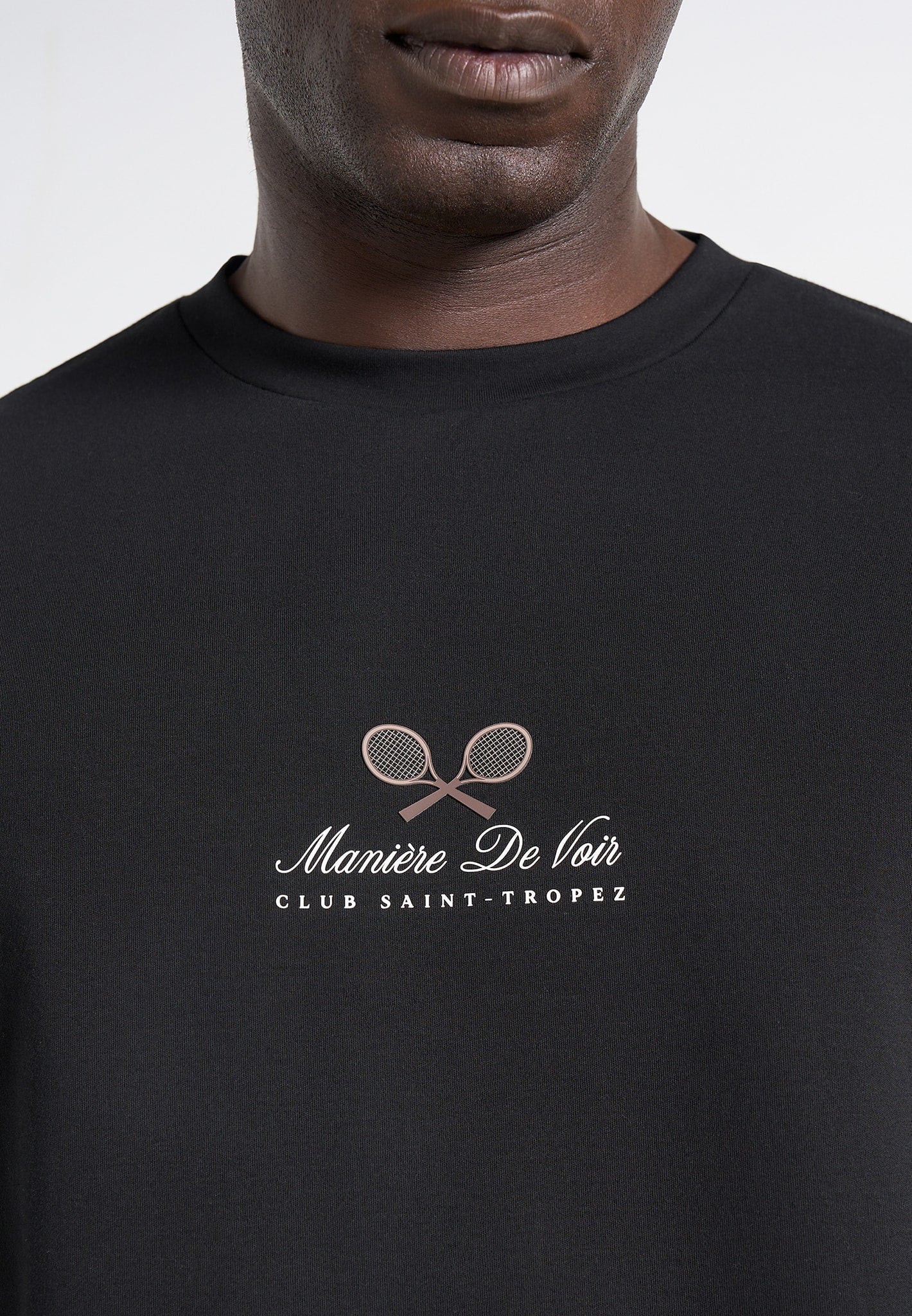 Aaron - Club Saint-Tropez Cotton T-Shirt - Black 