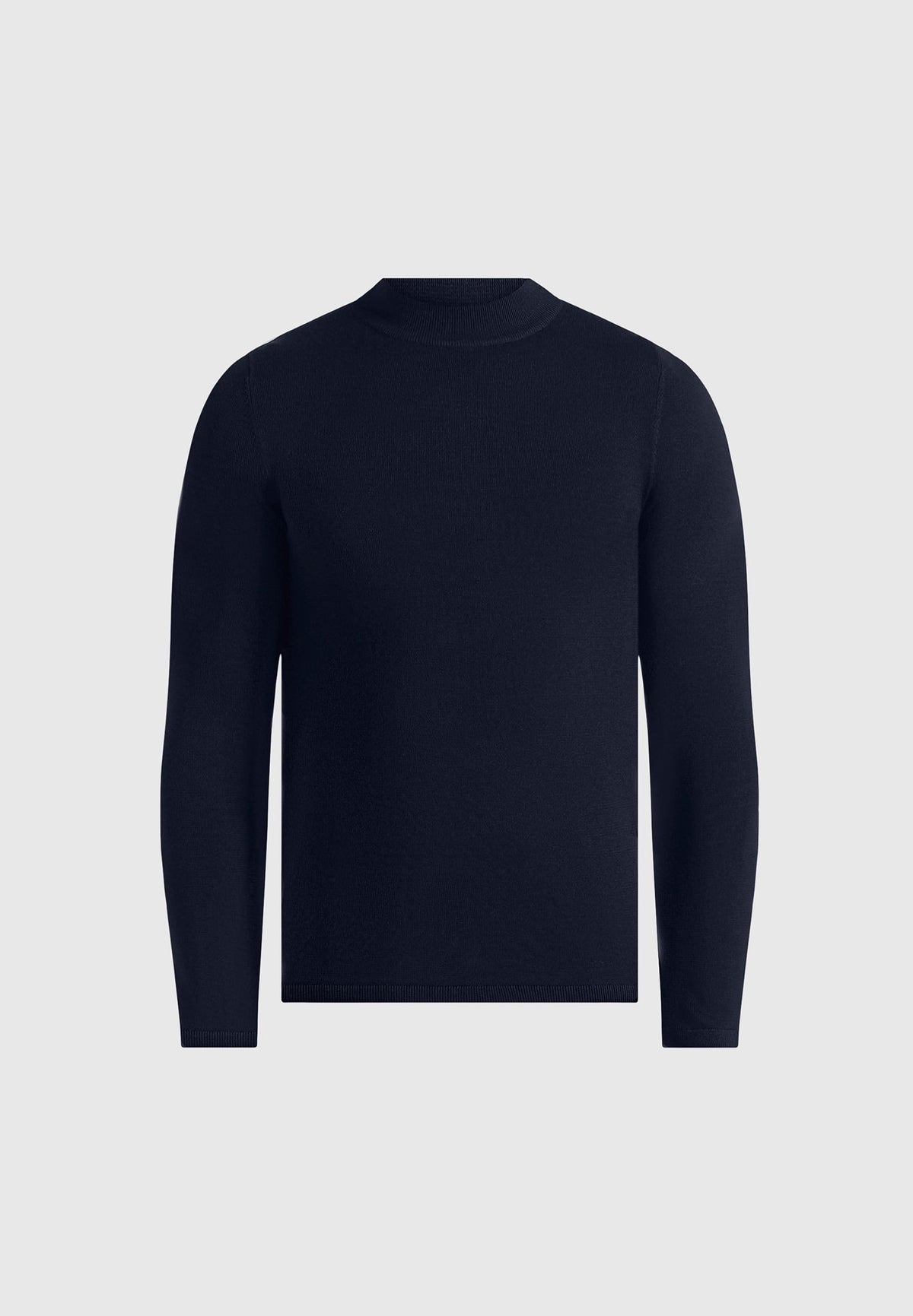 KW003 - Fitted Mock Neck Wool-Blend Jumper - Navy