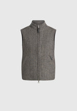 Levi - Herringbone Wool Zip Gilet - Grey