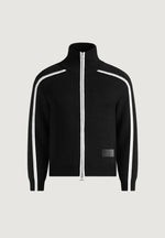 Malo - Contrast Piped Wool-Blend Zip-Through Cardigan - Black