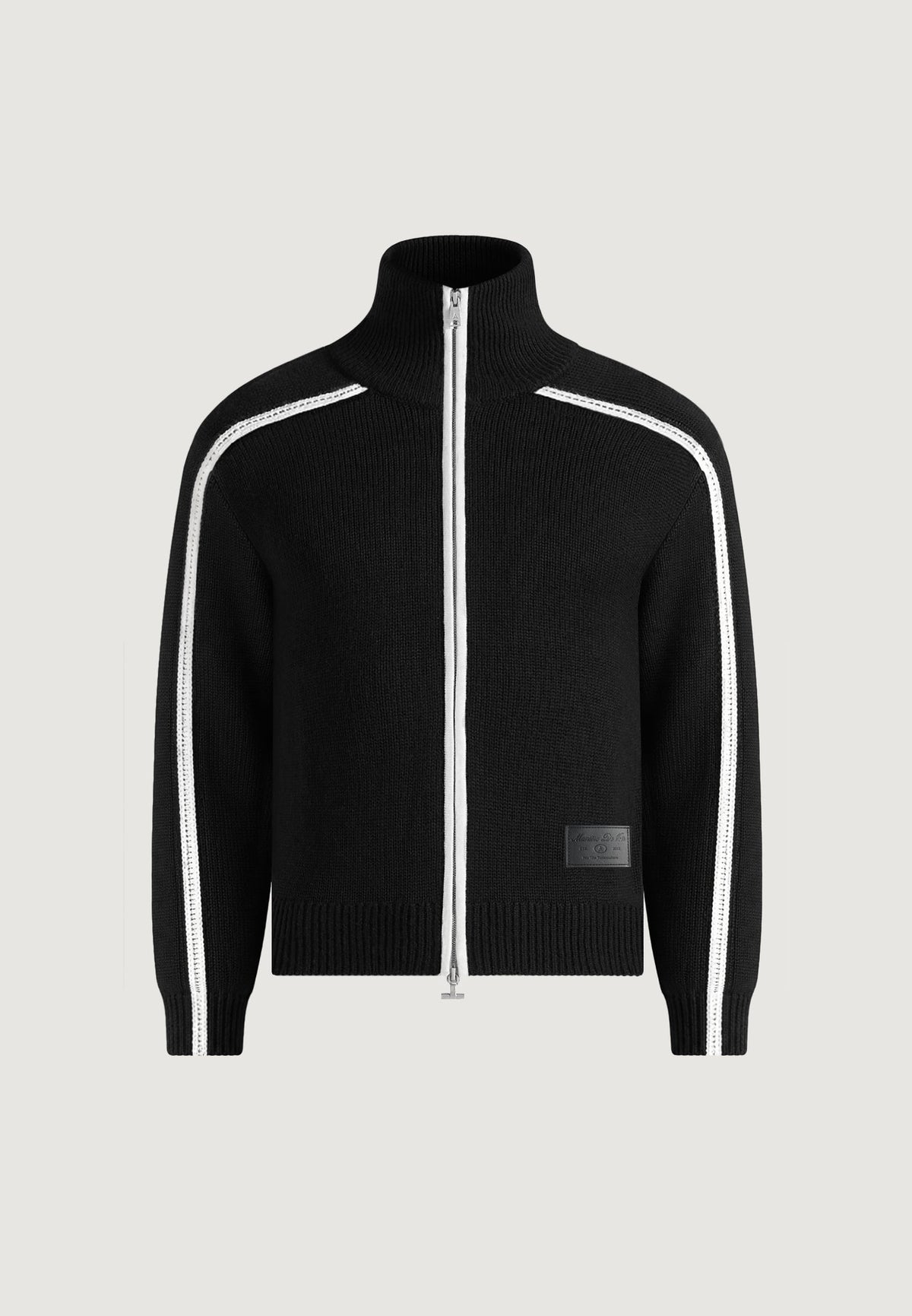 Malo - Contrast Piped Wool-Blend Zip-Through Cardigan - Black
