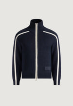 Malo - Contrast Piped Wool-Blend Zip-Through Cardigan - Navy