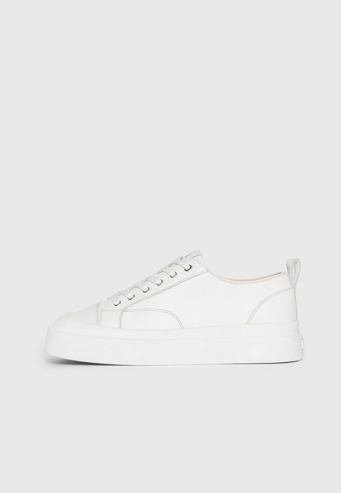 Men's Vienna - Leather Contrast Stitch Sneakers - White