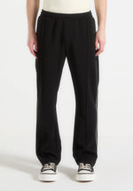 Gael - Contrast Whipstitch Relaxed Track Pants - Black