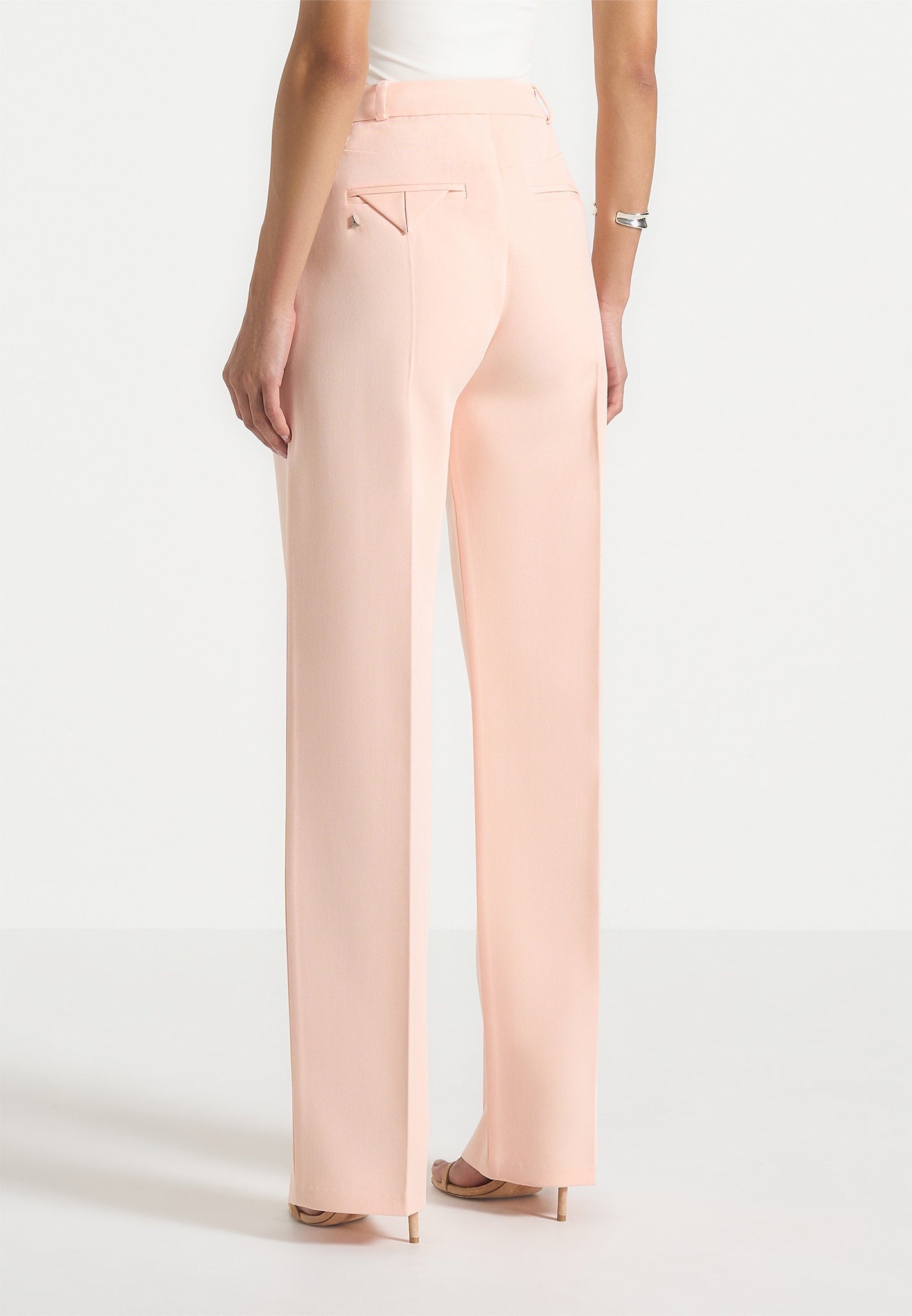 Julie - Tailored Twin Pleat Pants - Peach