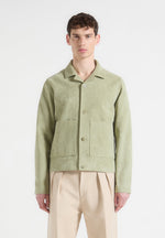 Suede Jacket with Revere Collar - Sage