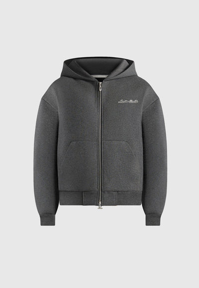 JS002 - Unisex Signature Relaxed Fit Zip Hoodie - Charcoal Grey