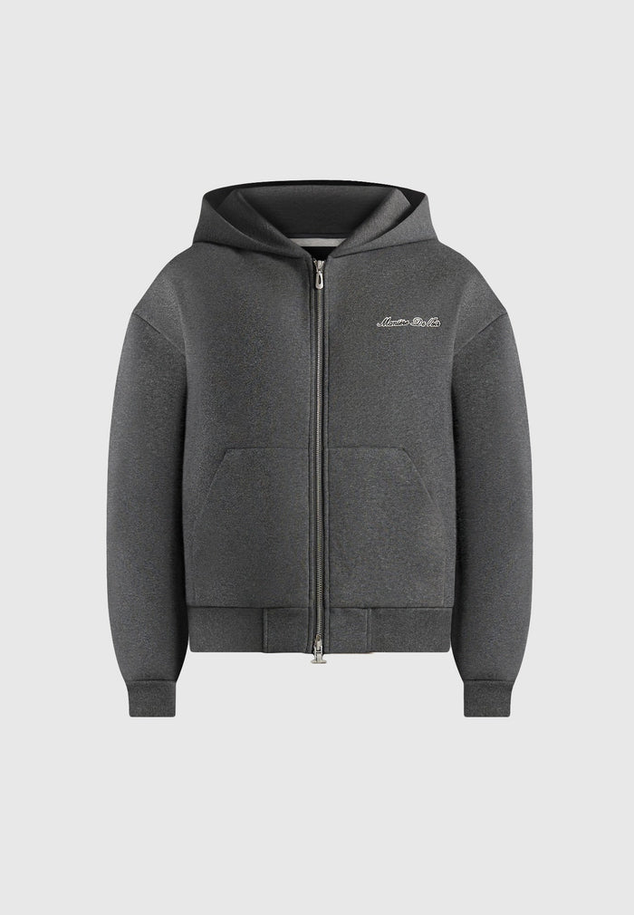 JS002 - Unisex Signature Relaxed Fit Zip Hoodie - Charcoal Grey