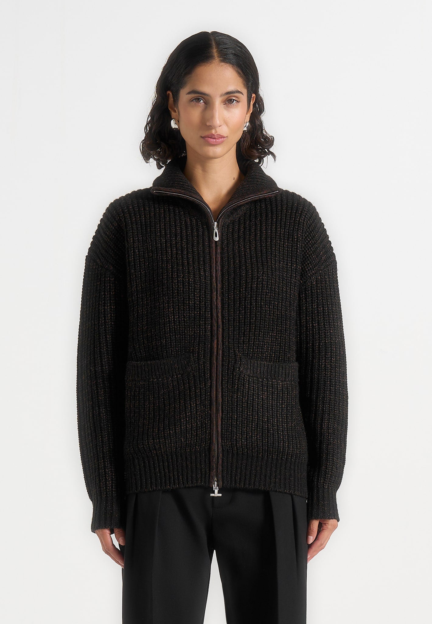jamie-unisex-speckled-wool-zip-through-jacket-black