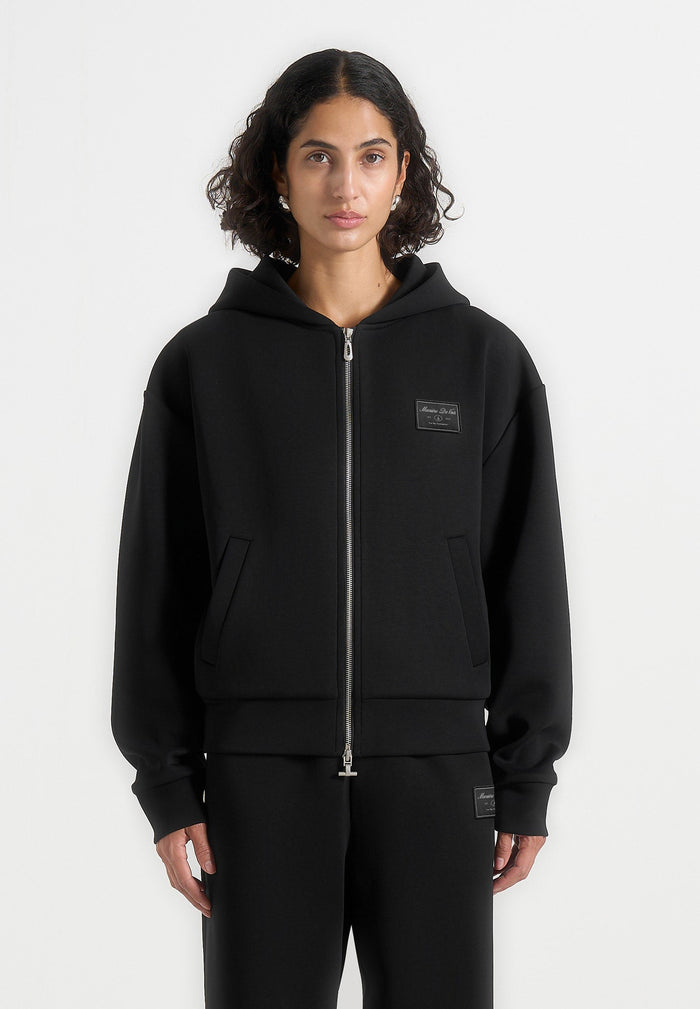 ray-unisex-neoprene-cropped-zip-hoodie-black