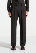 relaxed-fit-textured-twin-pleat-tailored-trousers-brown