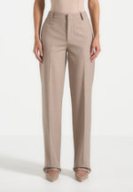 Nina - Cigarette Fit Tailored Pants - Mushroom