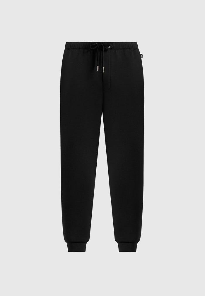 Dion - Neoprene Minimal Tapered Fit Cuffed Joggers - Black