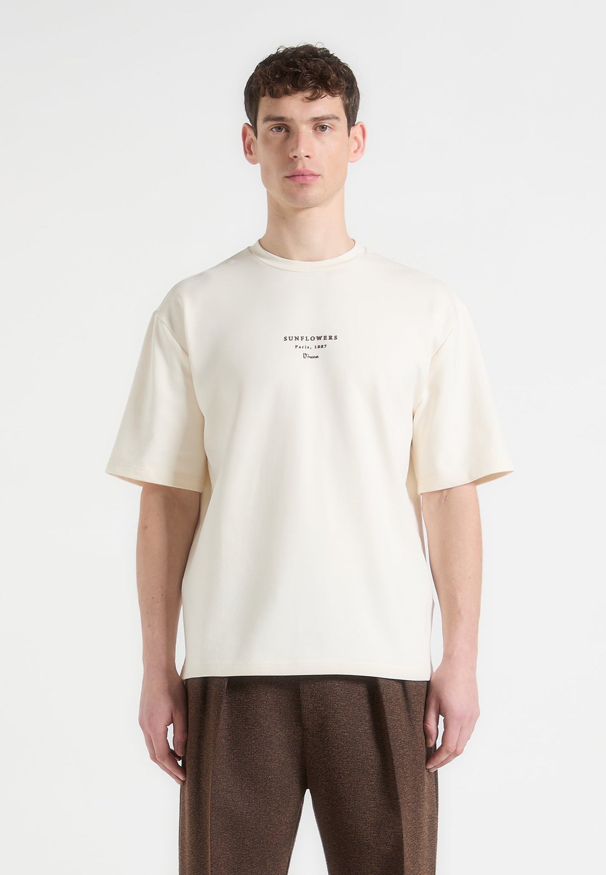 Sunflowers - Van Gogh Cotton T-Shirt - Cream
