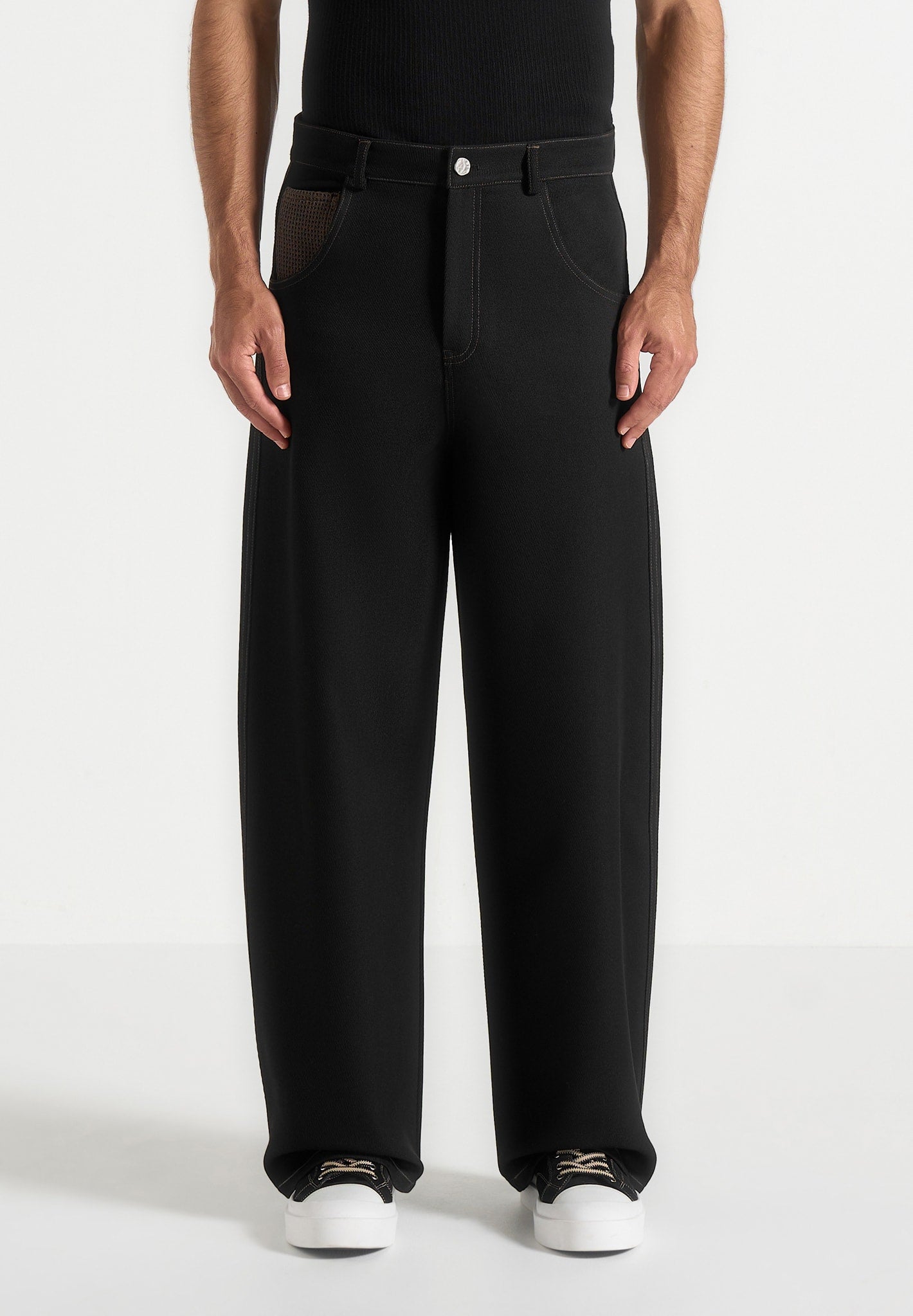 Lazare - Wide Leg Twill Jeans - Black 