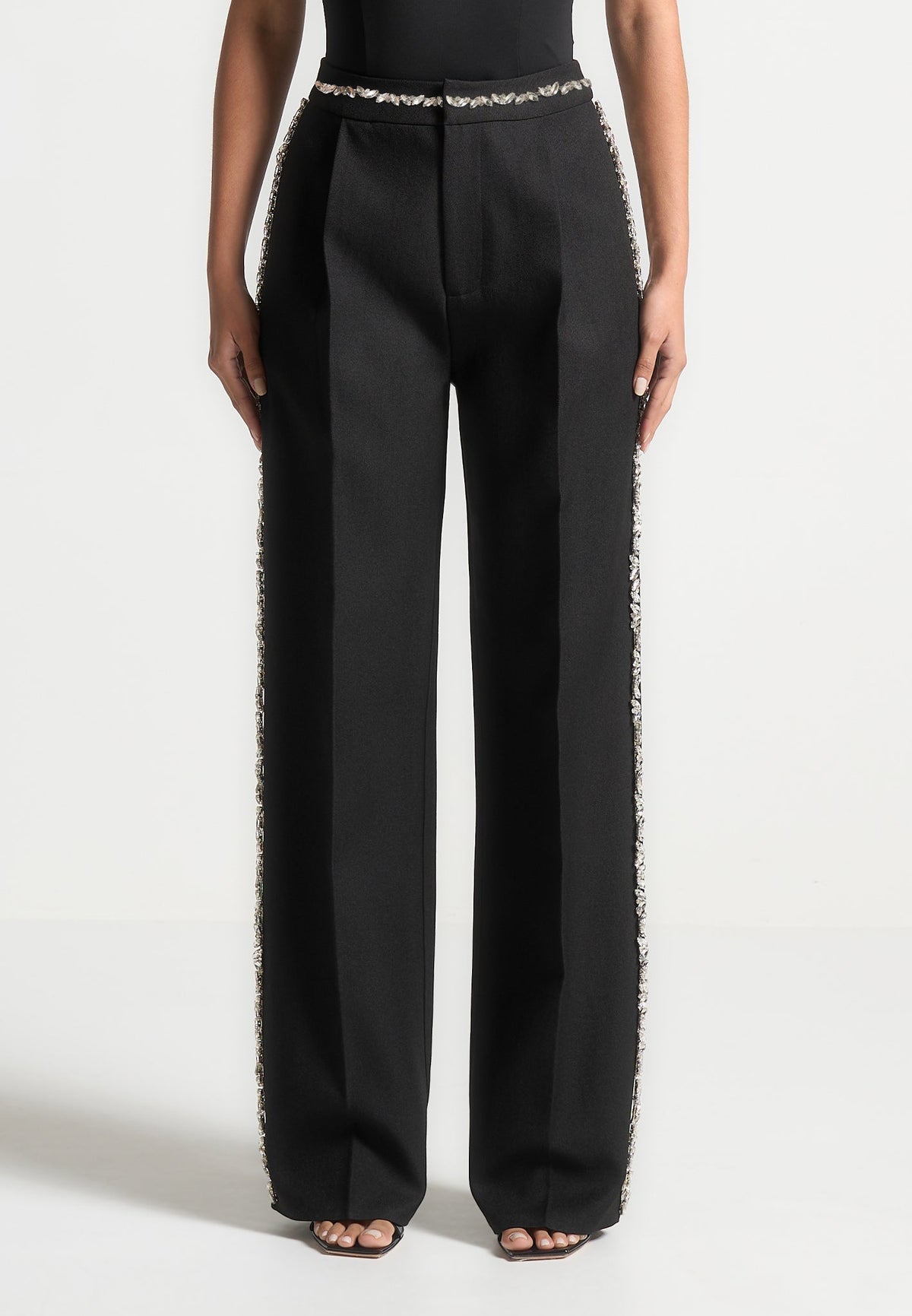Patricia - Embellished Tailored Pants - Black