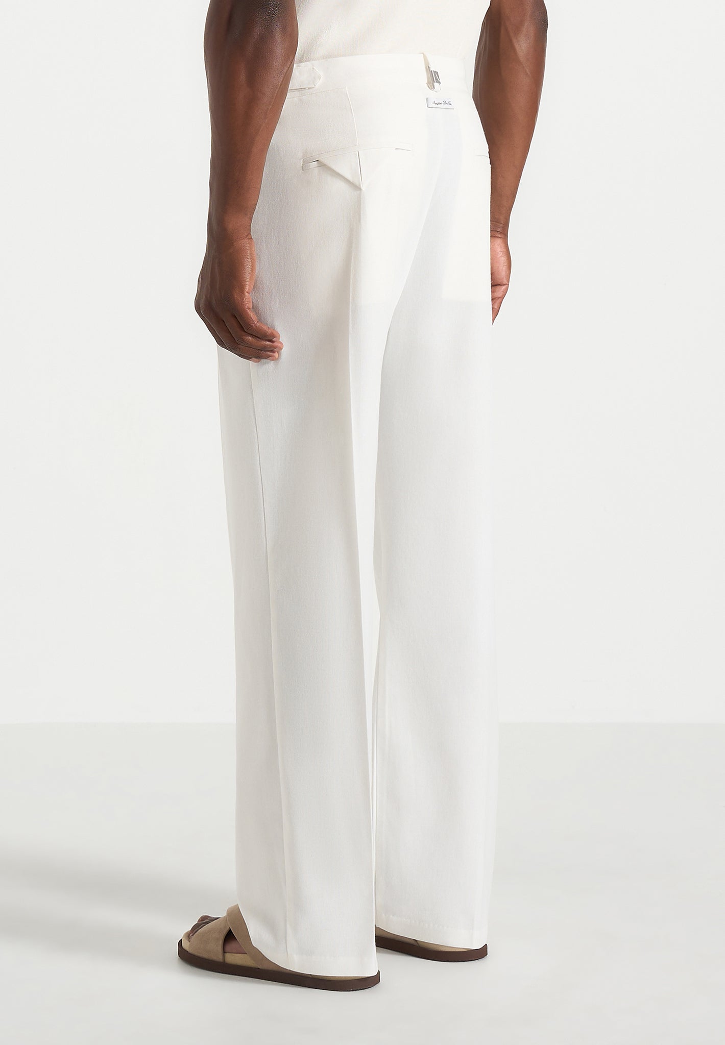 Pierre - Twin Pleat Linen Pants - White
