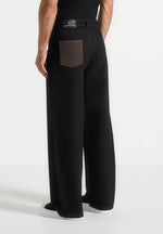 Lazare - Wide Leg Twill Jeans - Black