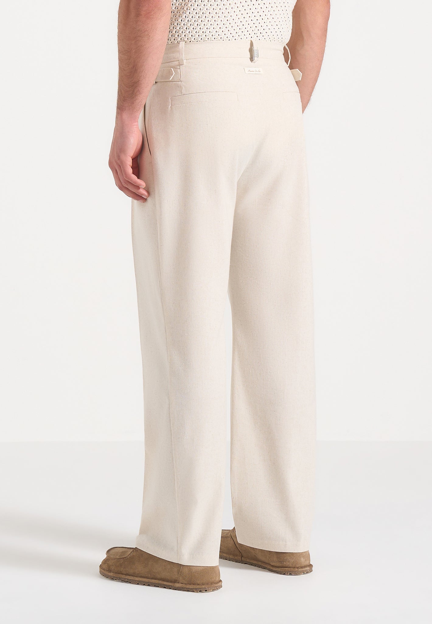 Dorian - Pleated Linen Pants - Natural