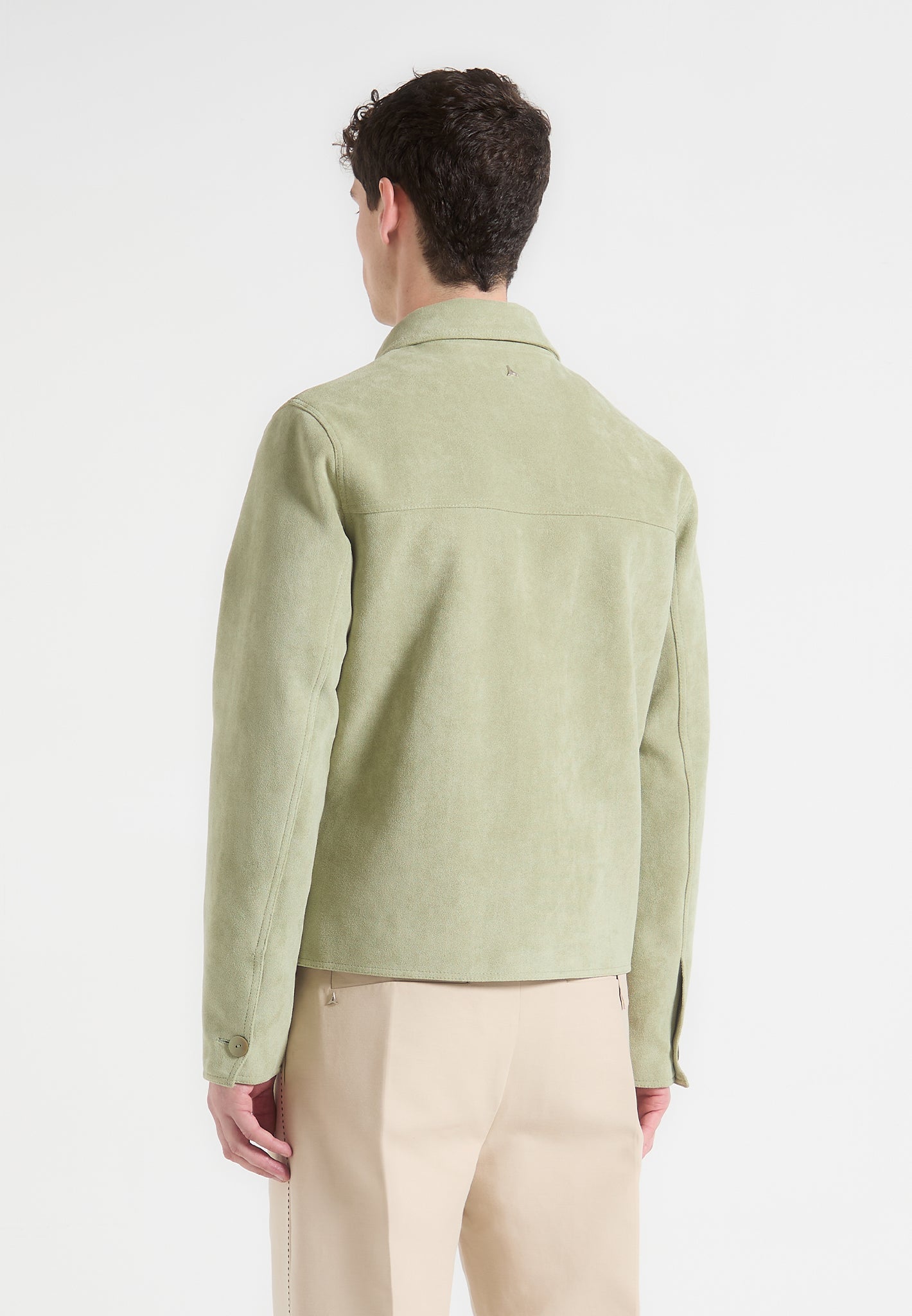 Suede Jacket with Revere Collar - Sage