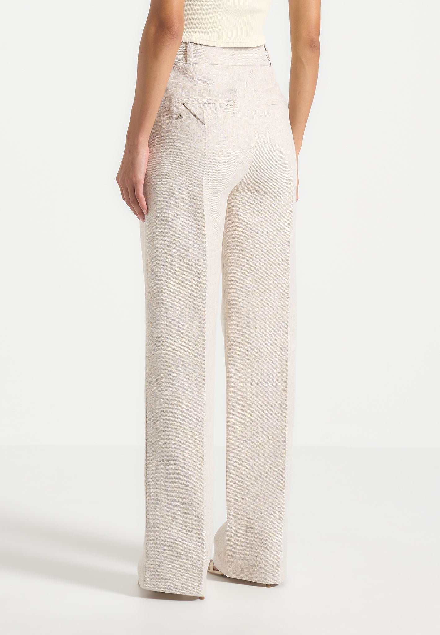 Julie - Tailored Twin Pleat Pants - Light Beige