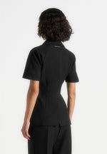 Malika - Double Breasted Short Sleeve Blazer - Black