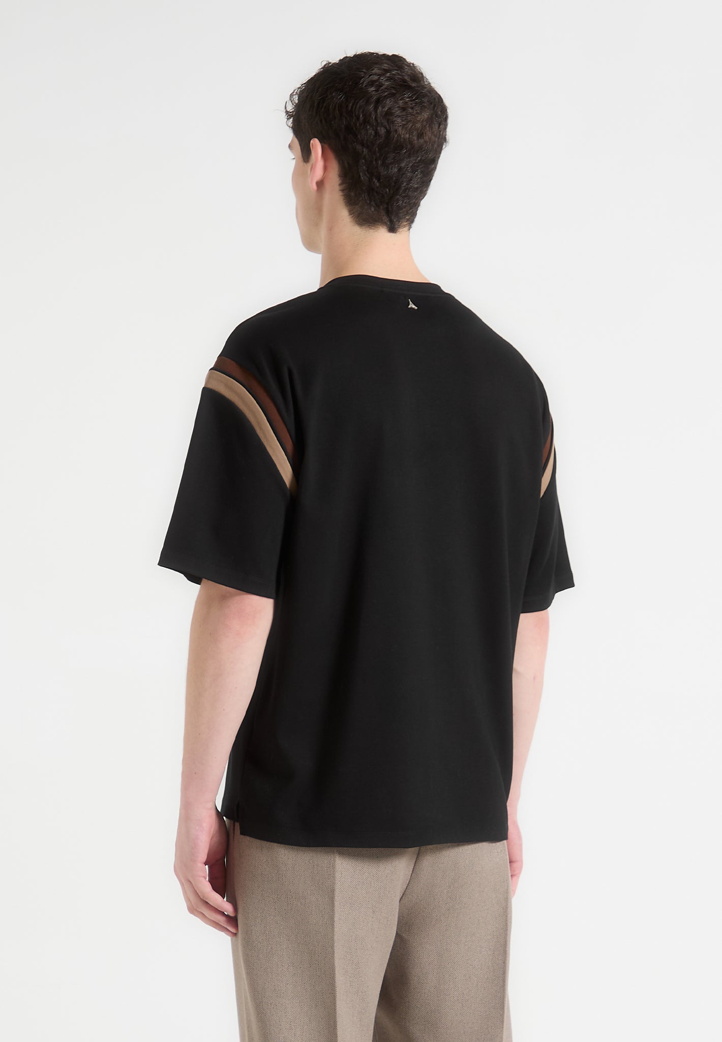 Georges - Varsity Cotton T-Shirt - Black/Taupe