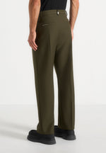 Pierre - Twin Pleat Tailored Pants - Olive