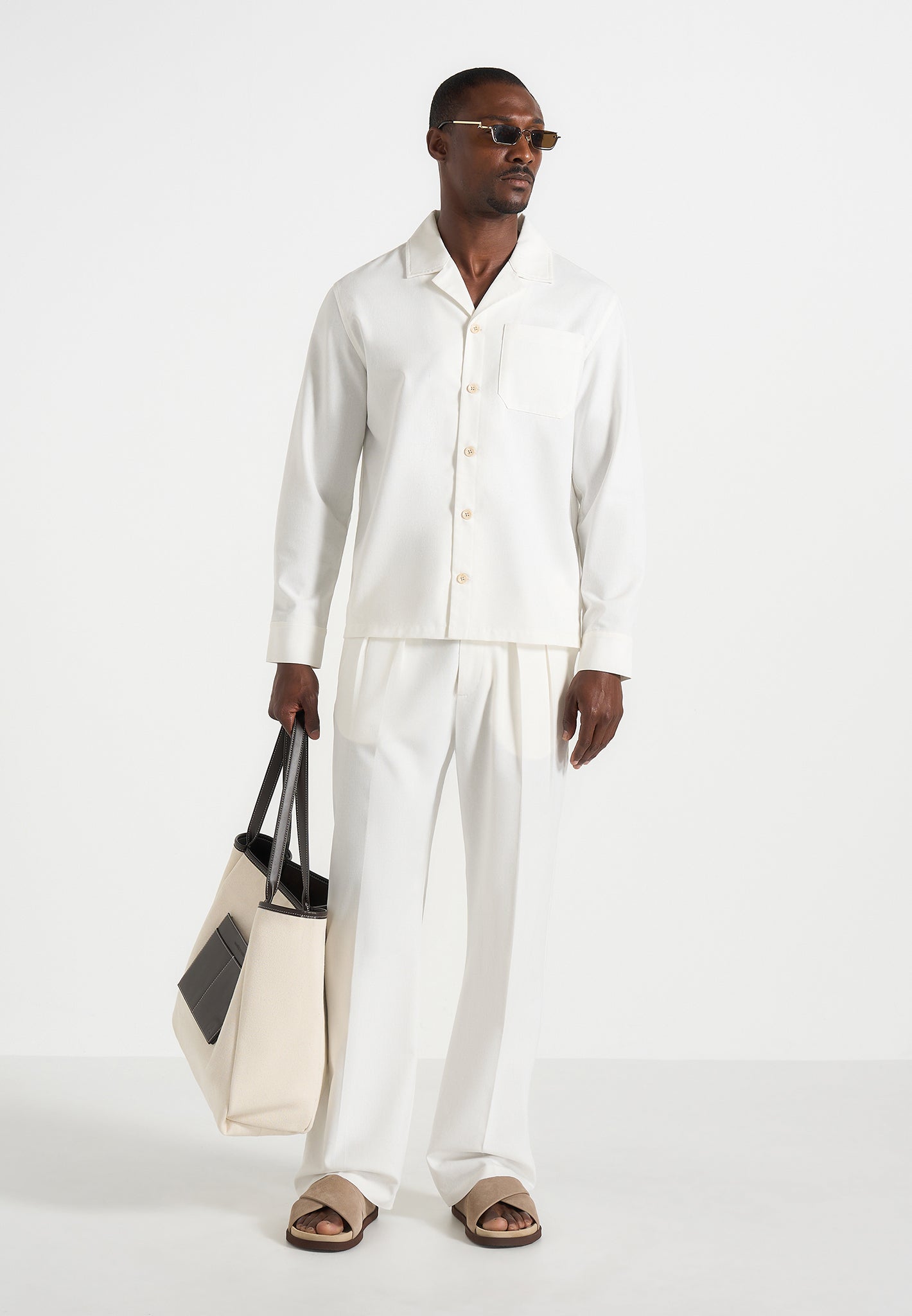 Pierre - Twin Pleat Linen Pants - White