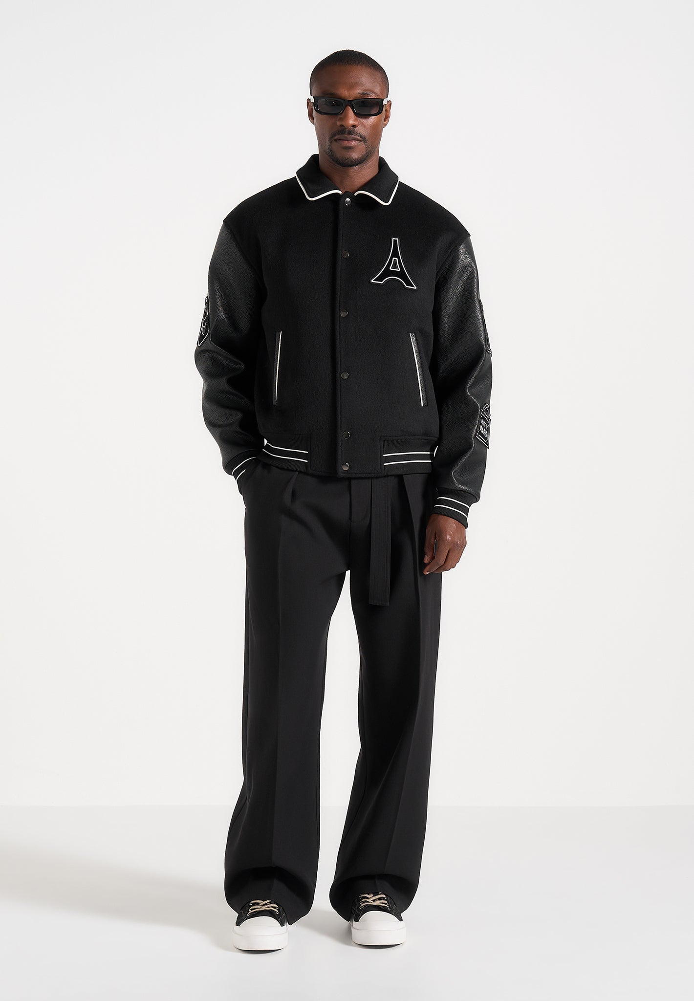 Mona Lisa - Wool Blend Varsity Jacket - Black | Manière De Voir AUS