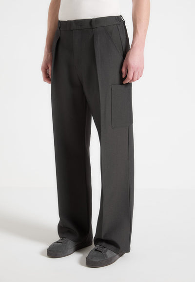 Luca - Relaxed Fit Pleated Pocket Pants - Grey