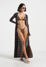Lydie - Double Layer Bikini Top - Brown/Cream