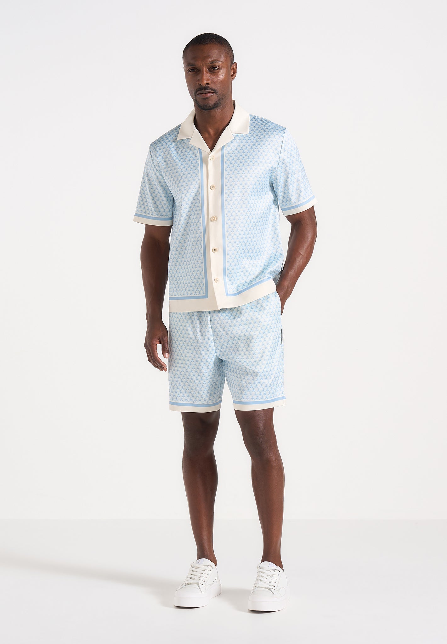Idriss - Eiffel Monogram Resort Shirt - Pale Blue 