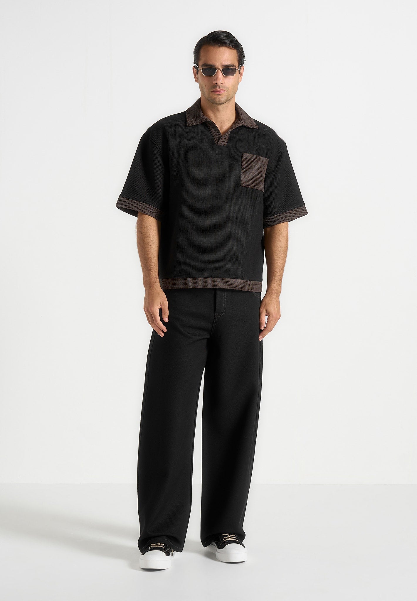 Lazare - Wide Leg Twill Jeans - Black