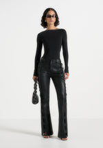 ambre-leather-lace-up-flared-trousers-black