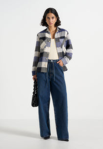 Rune - Unisex Check Overshirt - Navy