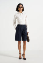 lorette-pinstripe-double-pleat-tailored-shorts-navy