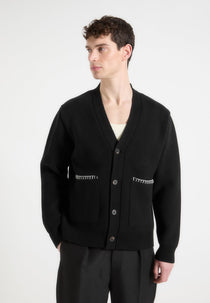 Gilbert - Whipstitch Combed Cotton Cardigan - Black