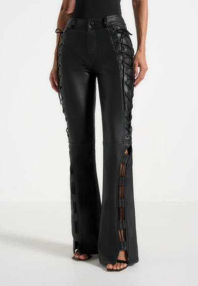 ambre-leather-lace-up-flared-trousers-black