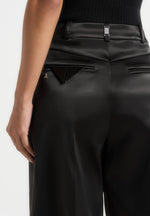 Lorette - Satin Double Pleat Shorts - Black