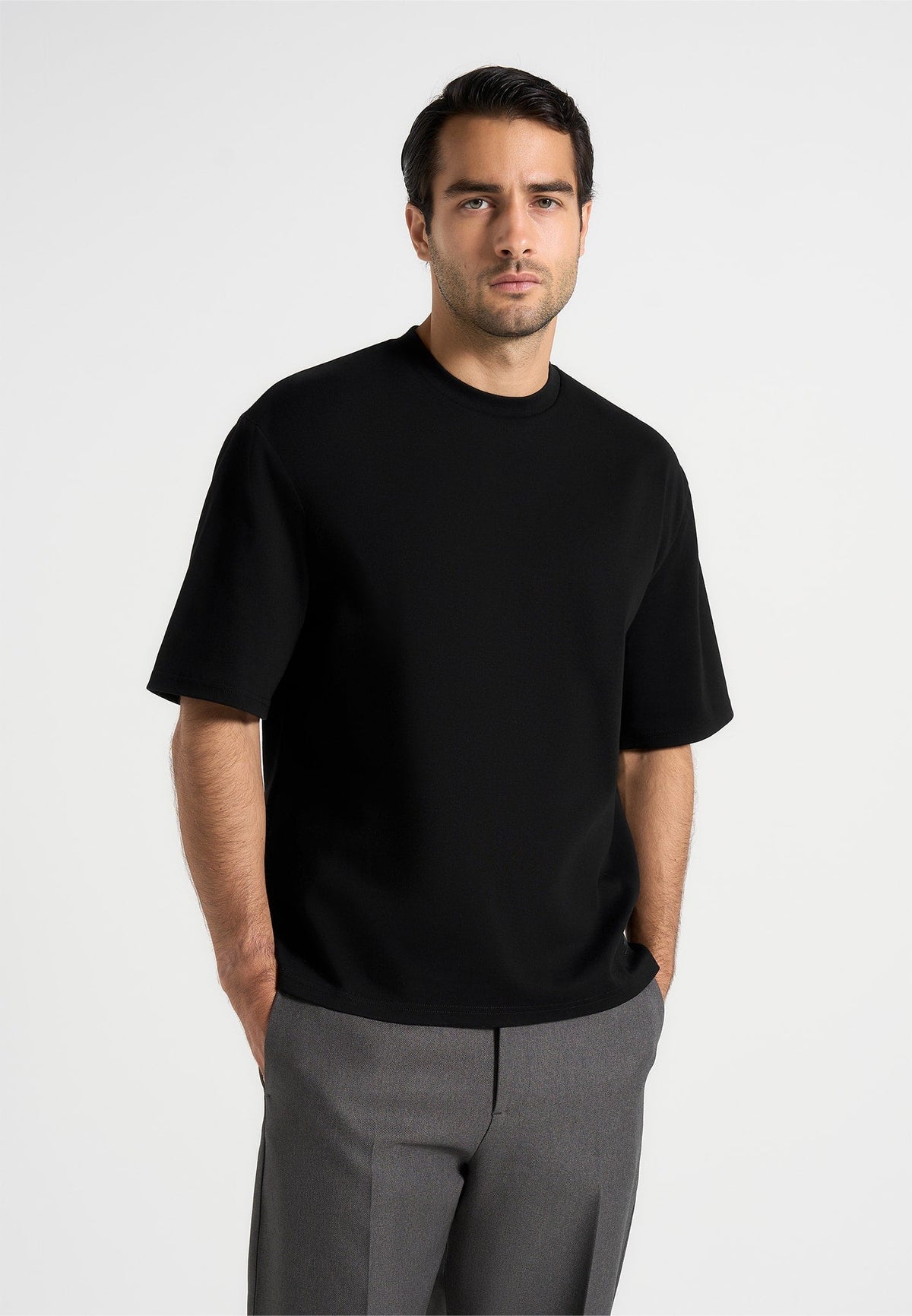 TS007 - Unisex Relaxed Fit Cotton T-Shirt - Black