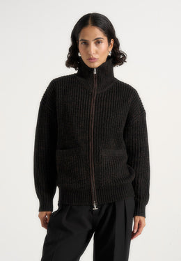 jamie-unisex-speckled-zip-through-jacket-black