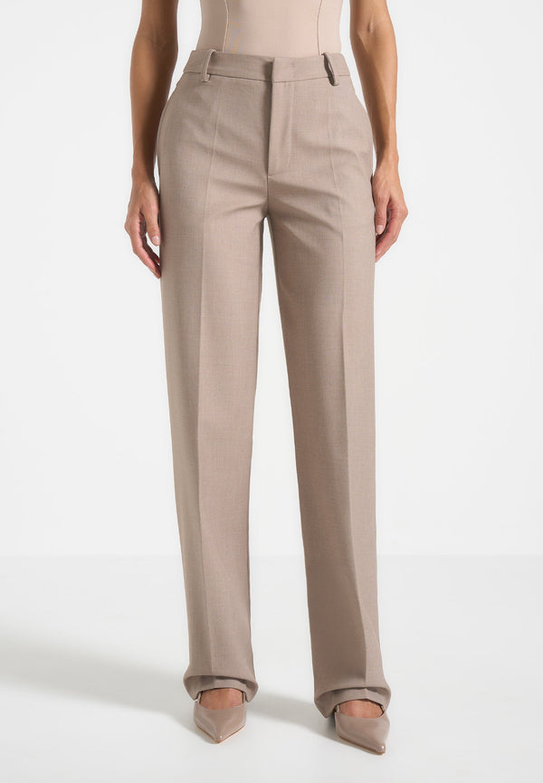 Nina - Cigarette Fit Tailored Pants - Mushroom