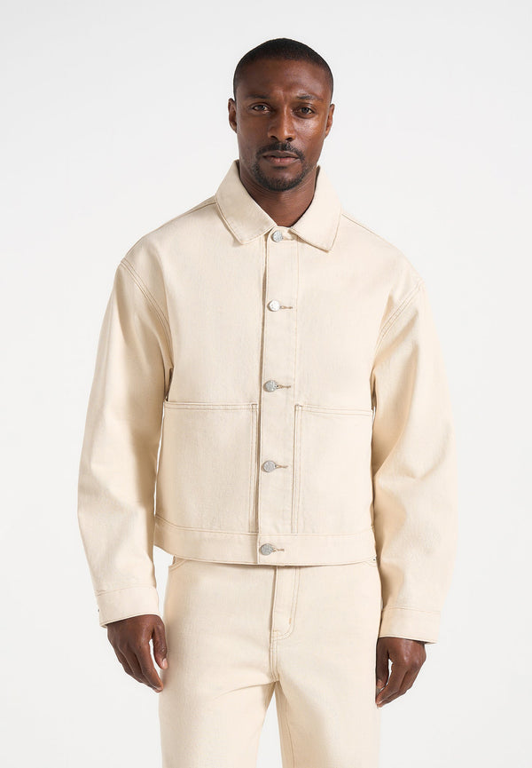 Damien - Boxy Fit Denim Jacket - Cream